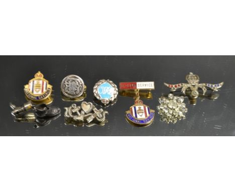 Badges - enamel badges; silver RAC badge; boot chains etc 