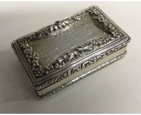 A heavy quality chased Victorian silver snuff box. Birmingham 1846. By Edward Smith. Approx. 149 grams. Est. £500 - £800.