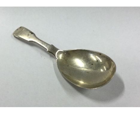A heavy Victorian silver caddy spoon. London. By DP. Approx. 13 grams. Est. £30 - £40.