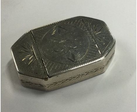 An engraved Georgian silver patch box. Birmingham. Circa 1780. By Samuel Pemberton. Approx. 14 grams. Est. £160 - £200.