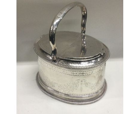 A heavy Victorian silver caddy with double compartment. London 1862. By C F Hancock. Approx. 731 grams. Est. £900 - £1000.