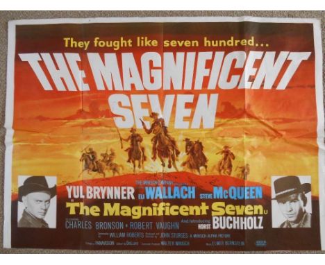 A 1960 original British Quad film poster of "The Magnificent Seven" (Bottom border cut off)
