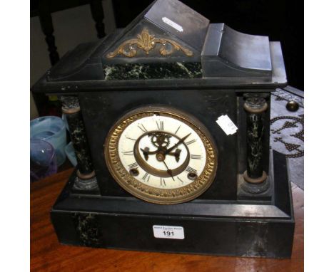 Victorian marble and slate mantel clock