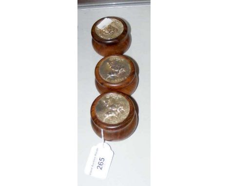 Three Garrard of London silver top trinket pots
