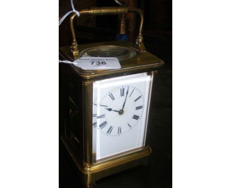 A large brass cased carriage clock - 15cm high