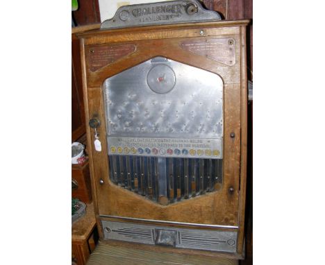 A penny coin operated bagatelle type amusement arcade game "The Challenger"