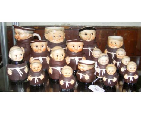 Seventeen Hummel jugs and cruets fashioned as Monks