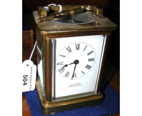 A 10cm brass cased French carriage clock timepiece