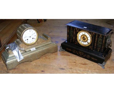 A 19th century mantel clock, together with one other
