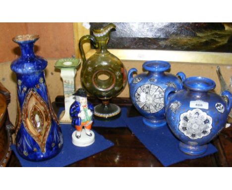 A 27cm Royal Doulton glazed stoneware vase and other collectable ceramic and glass