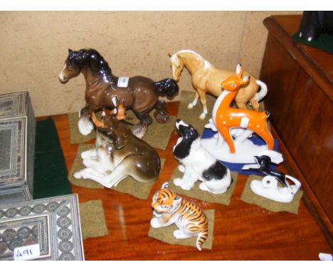 A collection of seven assorted Beswick and USSR ceramic animals