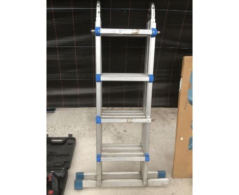 A FOUR RUNG FOUR SECTION EXTENDING LADDER 