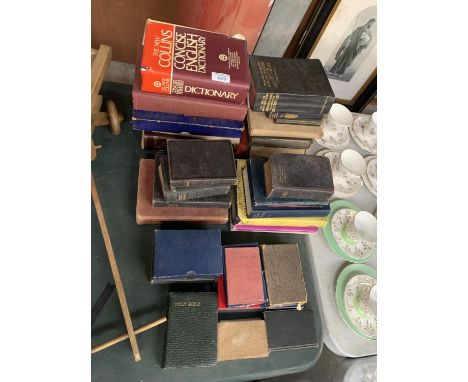 A LARGE COLLECTION OF VINTAGE BOOKS, BIBLES ETC 