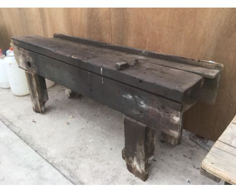 A WOODEN WORK BENCH 197CM X 54CM X 78CM 