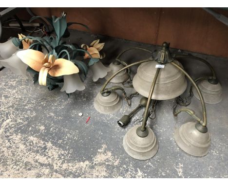 TWO VINTAGE CELING LIGHT FITTINGS 
