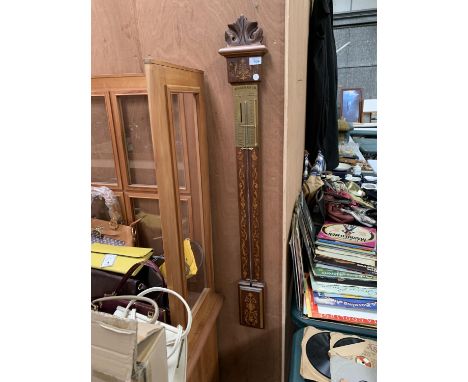A VINTAGE WOODEN INLAID BAROMETER 