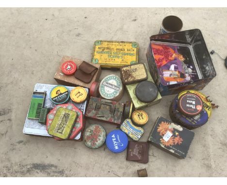 A COLLECTION OF VARIOUS VINTAGE TINS ETC 