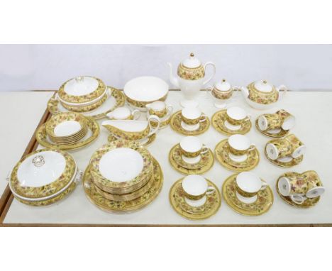 AN EXTENSIVE WEDGWOOD BONE CHINA FLORAL TAPESTRY DINNER SERVICE
