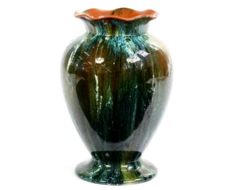 A LINTHORPE POTTERY VASE, 16CM H, IMPRESSED MARK AND 1619, C1885