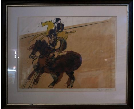 20th century Continental School, 'Horse Race', lithograph, signed in pencil and dated 60, numbered 24/30, H.40cm W.55cm 