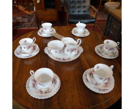 A Royal Albert part tea service with Lavender Rose pattern 