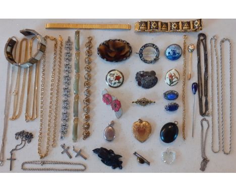 Vintage and later costume jewellery to include a late 20th Century Masj white metal brooch, a small Delft brooch in silver to