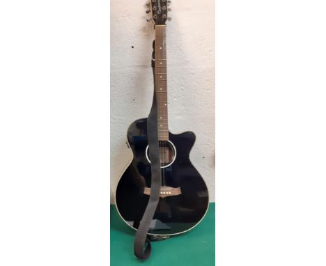 A Tanglewood Guitar Company 'Evolution' 6 string acoustic guitar Model Number TSFCEBK, with a Stagg travel bag. Location:RWFC