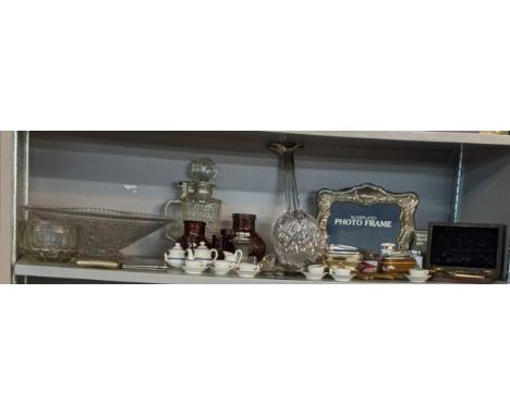 A mixed lot to include silver plated items, a decanter, vintage Bovril bottles together with various mixed lighters including