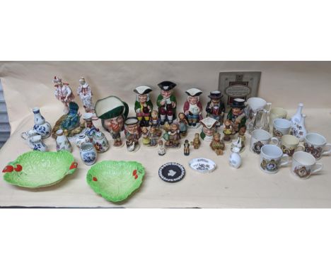 Collectable ceramics to include commemorative mugs, Gobel, Hummel figure, Toby and character KPM German figurines, jugs and o