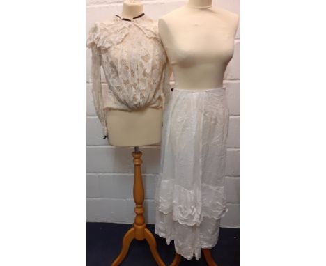 Late 19th and early 20th Century ladies crotchet, lace and cotton clothing requiring seamstress attention and professional cl