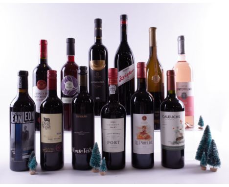 9 BOTTLES RED, 1 WHITE, 1 ROSÉ WINE AND 1 BOTTLE PORTJean Leon Vinya Palau Merlot 2018; Via Wines Oveja Negra Winemakers Sele