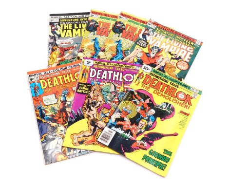 Marvel comics. Three editions of Deathlock The Demolisher, issues 34 ,35, 36. and Four editions of Morbius The Living Vampire