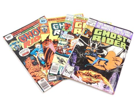 Marvel comics. Four editions of Ghost Rider, issues 18, 19, 22 and 48, (Bronze Age) 