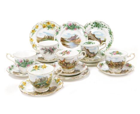 A Royal Albert porcelain Land of Hope and Glory pattern part tea service, Traditional British songs series, comprising six te
