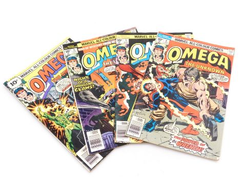 Marvel comics. Four editions of Omega The Unknown, issue 3, 4, 5 and 6, (Bronze Age). 