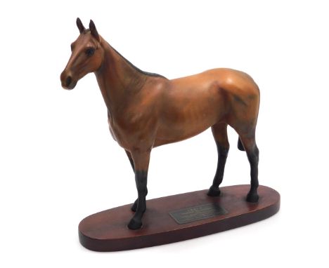 A Beswick pottery figure of Arkle, champion steeplechaser, owner Anne, Duchess of Westminster, connoisseur model, on an oval 