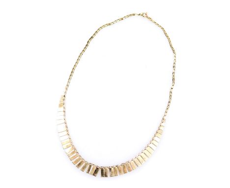 A 9ct gold fringe necklace, on a bolt ring clasp, 6.0g.