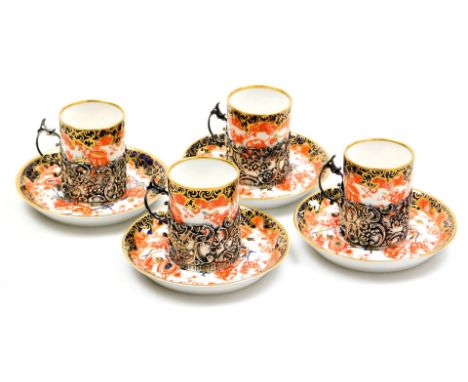 A set of early 20thC Royal Crown Derby Imari porcelain demi-tasse coffee cans and saucers, pattern number 2649, the cups with