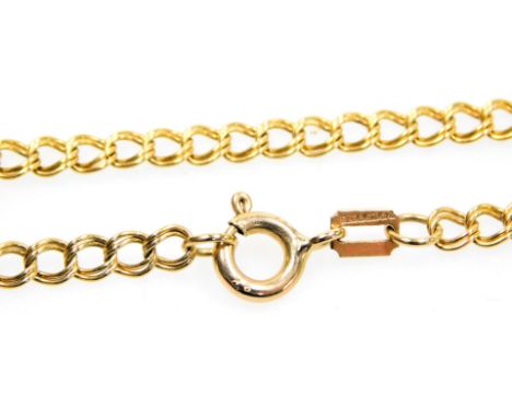 A 9ct gold double belcher link neck chain, on a bolt ring clasp, 6.3g.