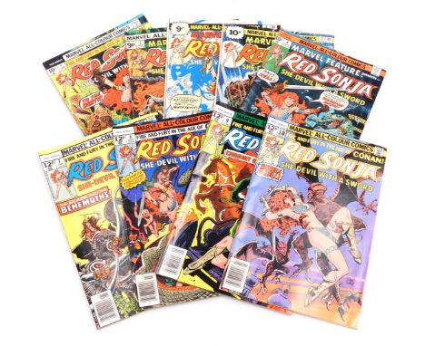 Marvel comics. Nine editions of Red Sonja, issues 1 ,3, 4, 5, 6, 7, 8, 9 and 10, (Bronze Age). 