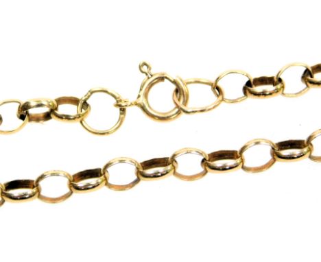 A 9ct gold belcher link neck chain, on a bolt ring clasp, 9.7g.