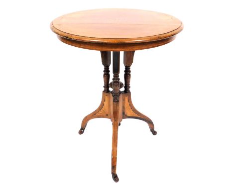 A Victorian rosewood and inlaid occasional table, by S &amp; H Jewell, 30/31 Little Queen Street, Holborn, W.C., the circular