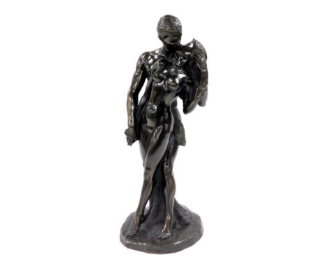 A Genesis Fine Arts bronze figure group, of naked lovers, modelled standing kissing, against a tree, by Donaldson, limited ed