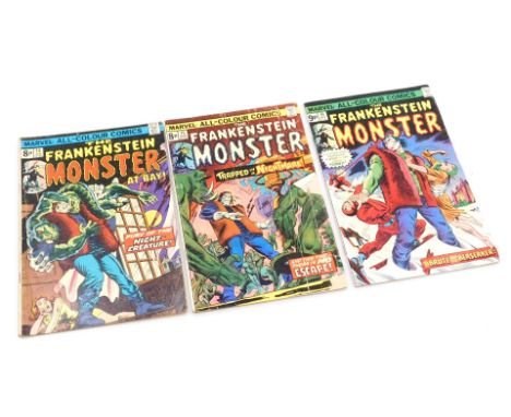 Marvel comics. Three editions of The Frankenstein Monster, issues 14, 15 and 16,  (Bronze Age). 