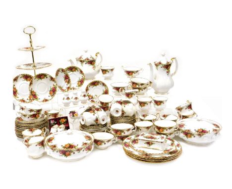 A Royal Albert Old Country Roses pattern part dinner, tea and coffee service, including a pair of vegetable tureens and cover