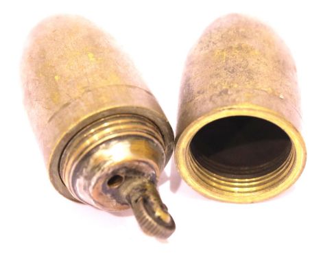 Brass shell case formed Trench Art lighter. P&amp;P Group 1 (£14+VAT for the first lot and £1+VAT for subsequent lots) 