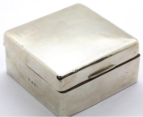 George V hallmarked silver box, cedar lined, 9 x 9 x 4 cm H, 222g. P&amp;P Group 1 (£14+VAT for the first lot and £1+VAT for 