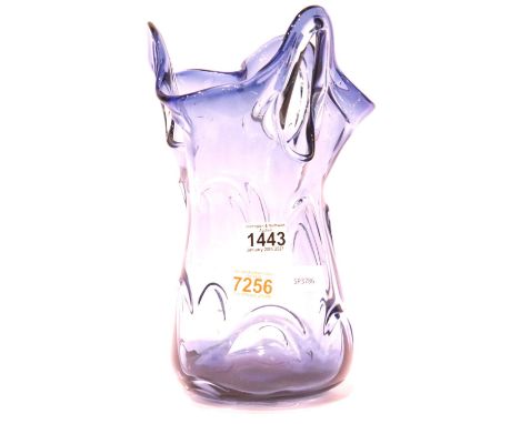 Large Whitefriars style blue vase with ground pontil. H: 34 cm. P&amp;P Group 3 (£25+VAT for the first lot and £5+VAT for sub