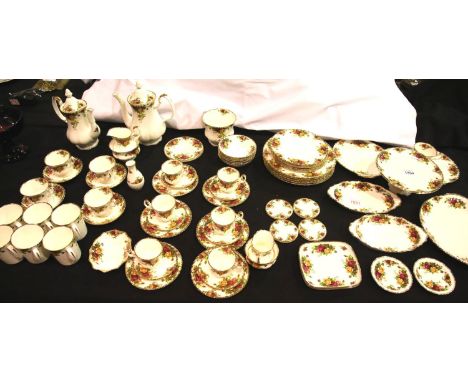 Royal Albert Old Country Roses dinner and tea ware with gilt, mix of first and seconds quality, 74 pieces in total. P&amp;P o