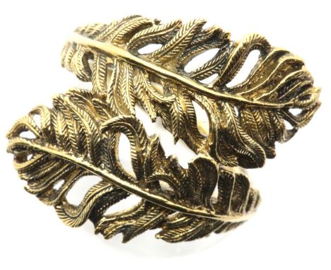 Thomas Sabo silver gilt leaf ring, size L, 5.9g. P&amp;P Group 1 (£14+VAT for the first lot and £1+VAT for subsequent lots) 